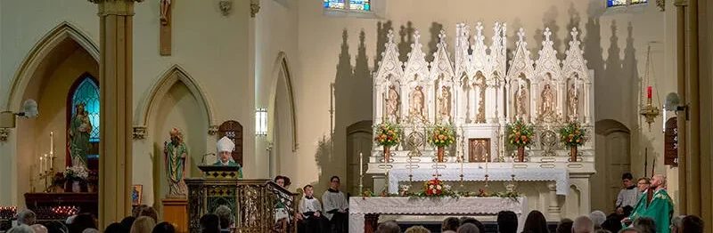 The sanctuary and high altar of St. Mary Church during the 175th anniversary Mass