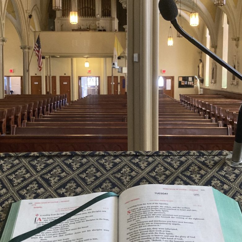 The nave of St. Mary Church seen from the pulpit